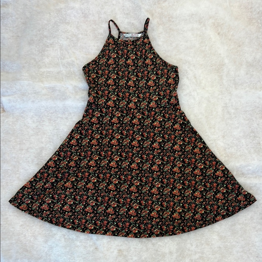Hollister Black and Red Sleeveless Halter Sundress